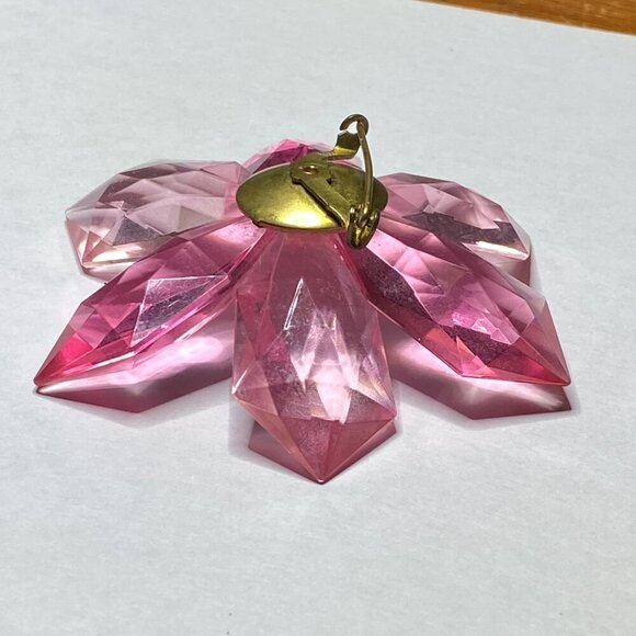 Vintage Signed West Germany Pink Faceted Lucite Flower Brooch Mid-Century - Picture 6 of 14